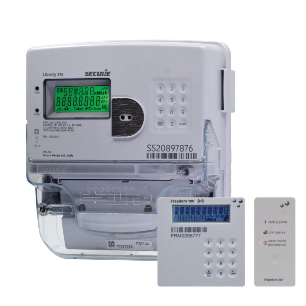 SECURE Brand Liberty 370 (dual-register) Three-phase Switched Electricity Meter