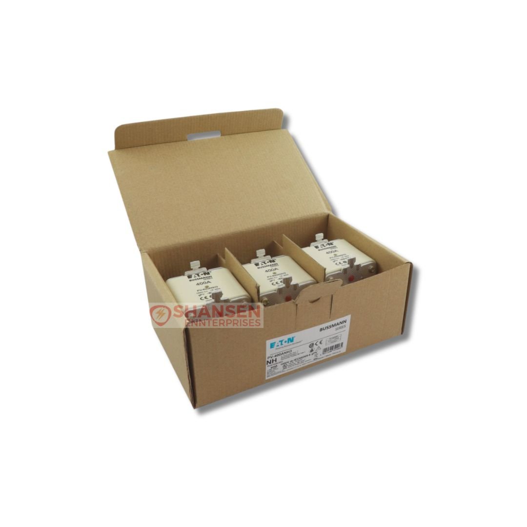 Eaton_Bussmann_series_Photovoltaic_Fuse_PV-400ANH3_box-left_side_open_view