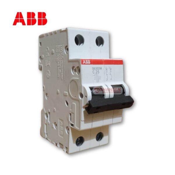 ABB SB202M-C25 25A Miniature Circuit Breaker – 2 Pole, C Curve, 10kA – Available at Shansen Enterprises, Coimbatore