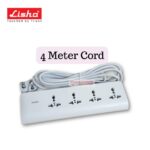 Lisha APEX 6A Power Strip with 4 Sockets & 4 Switches (4 Meter Cord) image 1