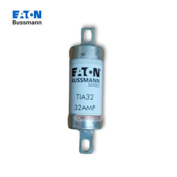 Eaton Bussmann Series TIA32 32A BS88 HRC fuse with offset tag mounting for industrial and residential circuit protection – available at Shansen Enterprises