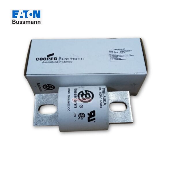Eaton Bussmann FWH-600A high-speed fuse 600A 500Vdc with original box, used in industrial and solar applications