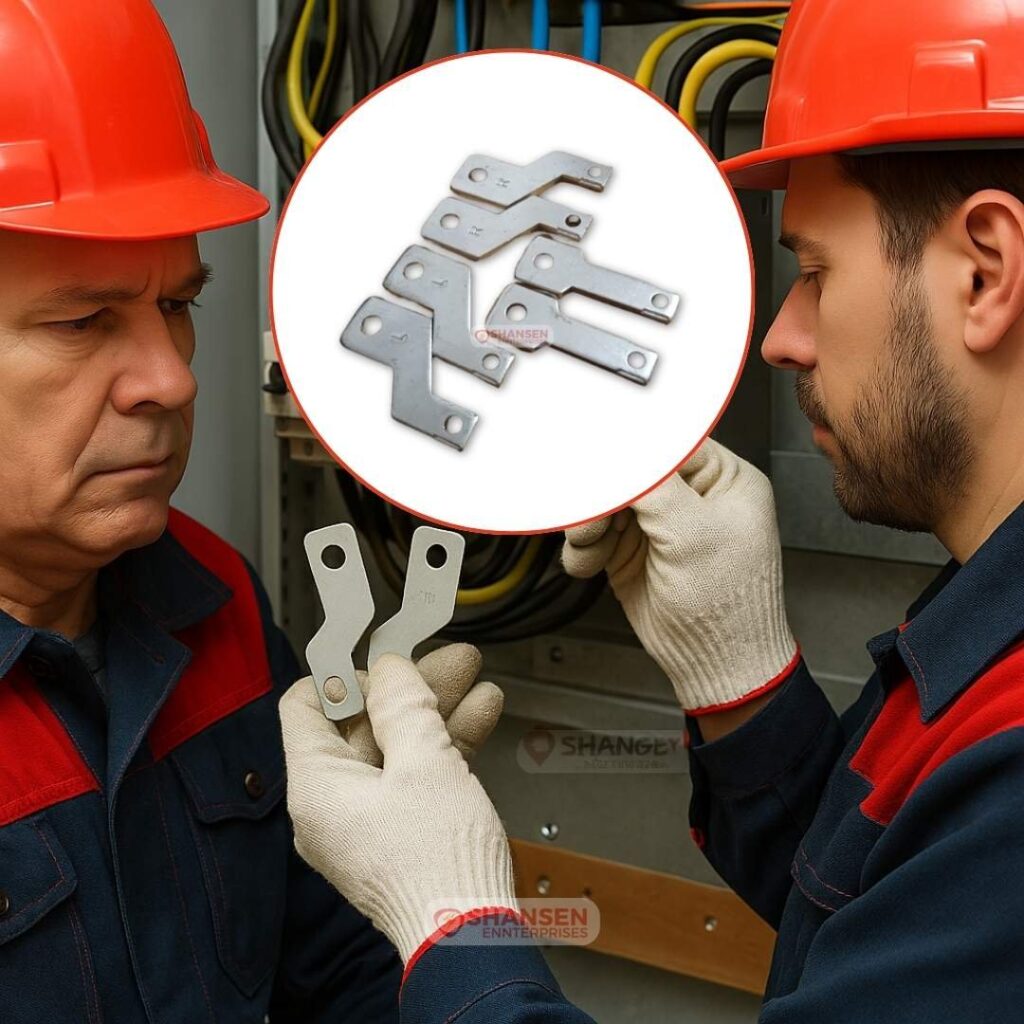 Electricians installing ABB KIT ES XT1 extended terminals with product inset shown – Shansen Enterprises
