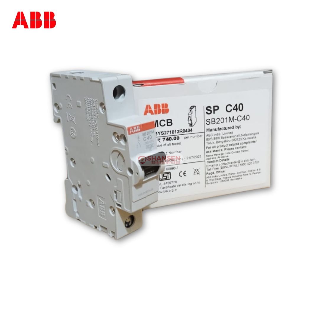 ABB SB201M-C40 MCB 40A Single Pole with Box – Shansen Enterprises Coimbatore