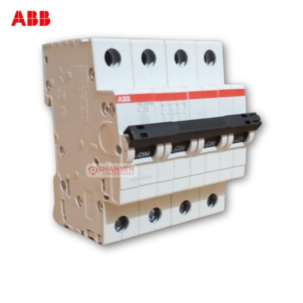 ABB SB204M-C20 4 Pole 20A Miniature Circuit Breaker with ON position, supplied by Shansen Enterprises, ABB Authorized Channel Partner
