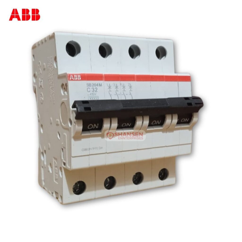 ABB SB204M-C32-a sleek, 4-pole miniature circuit breaker