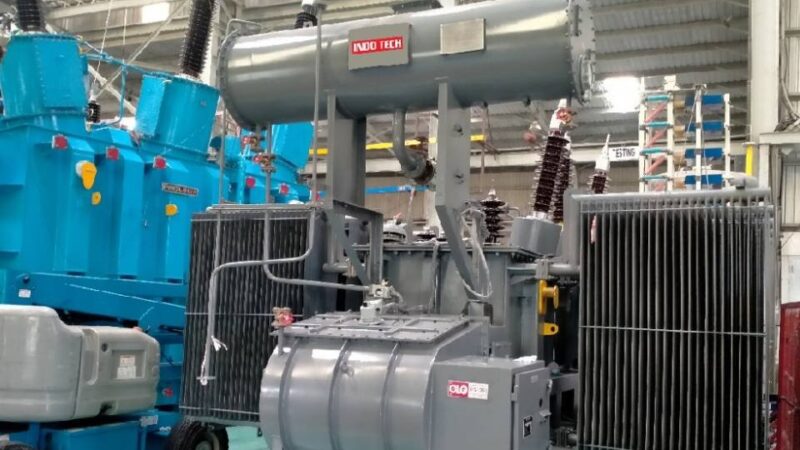 Indo Tech oil-cooled distribution transformer at Shansen Enterprises warehouse