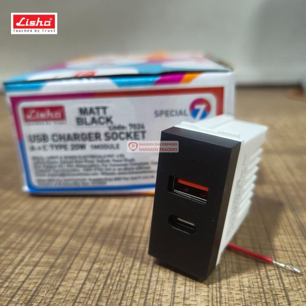Lisha Switches Matt Black USB Charger Socket