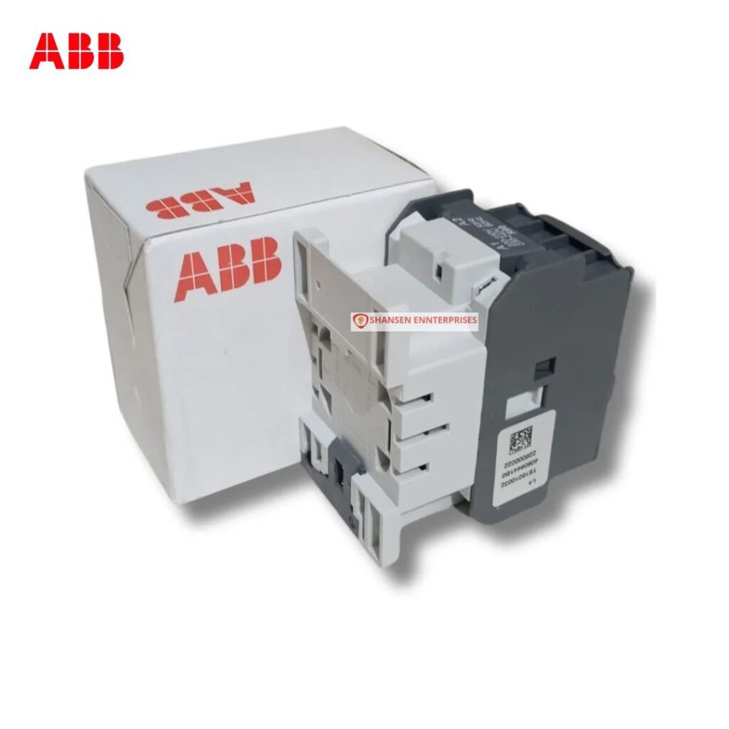 Rear side view of ABB NX22E-80 contactor relay with ABB product box – genuine ABB part available across India from Shansen Enterprises