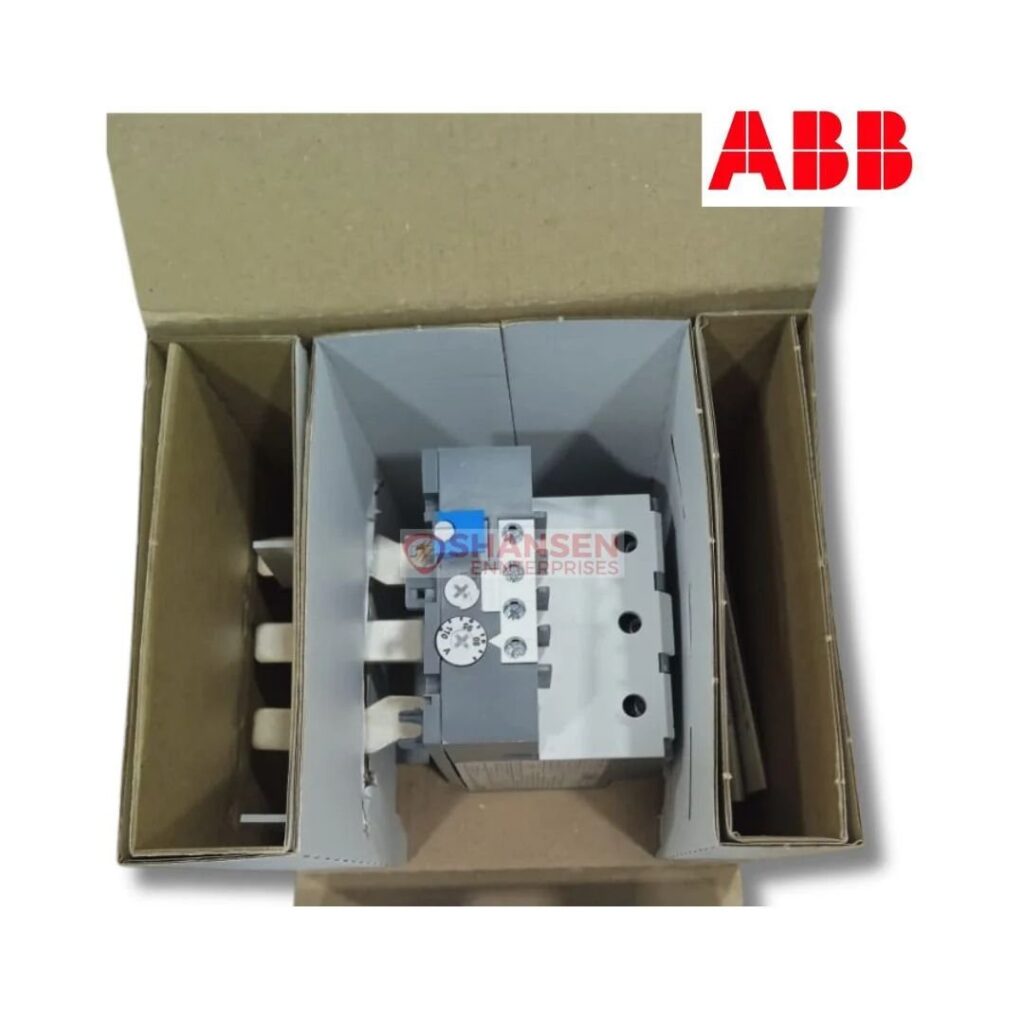 ABB TA110DU-110 Thermal Overload Relay in open box (top view) for motor protection and control applications, available through Shansen Enterprises, Coimbatore