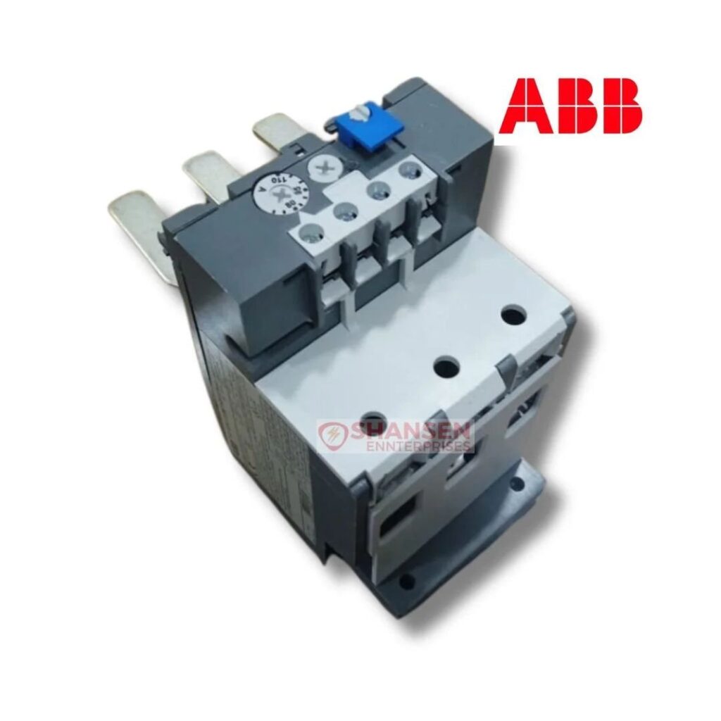 ABB TA110DU-110 Thermal Overload Relay top view for industrial motor protection, available through Shansen Enterprises, Coimbatore
