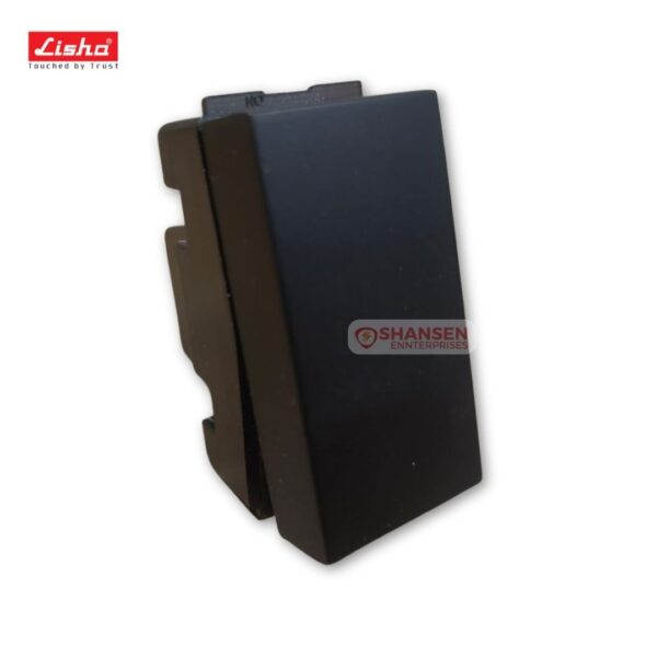 Lisha Matt Black 10A 1-Way Switch 1-Module 240V close-up showing matte finish and slim frame