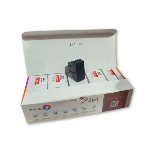Lisha Zen Series 10A 1 Way Matt Black Modular Switch with open display box in Coimbatore